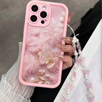 Nouvelle Coque de Téléphone Papillon Rose pour iPhone 17 16 15 14 13 12 11 Pro Max – Housse de Luxe pour Femmes et Filles