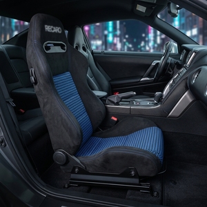 Sedile Sportivo da Corsa RECARO JBR1035 in Pelle Scamosciata Nera e Blu con Chiusura a Doppio Blocco per Auto Modificate, Montaggio Universale - Product Image 4