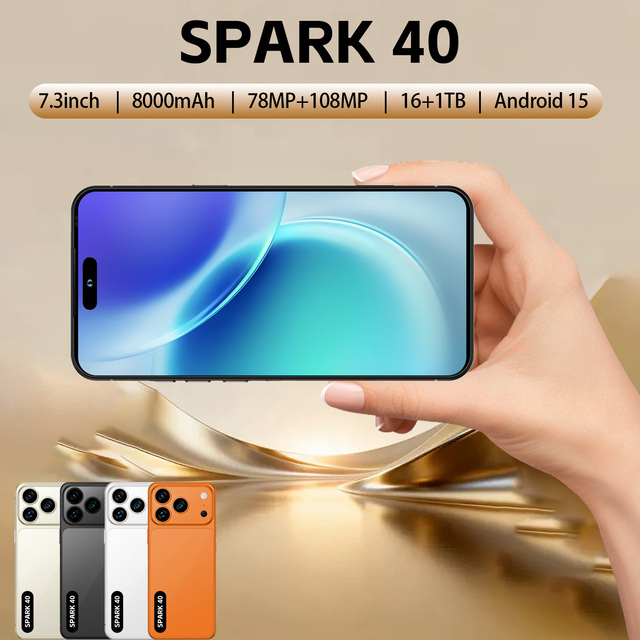 Brand New SPARK 40 5G Smartphone 7.3inch 16GB+1TB Deca Core Android15 Muti-language Quick Unlock Dual SIM Cell Phone