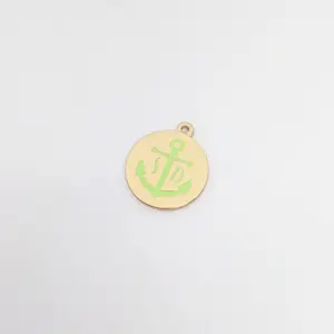 nautical hand made vintage engraved enamel anchor gold tags