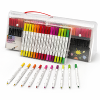 Ensemble de stylos marqueurs à l'encre permanente pour aquarelle, pointe fine, en plastique, pour dessin artistique, avec pointe feutre pour colorer sur papier