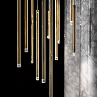 Lampe Suspendue LED Moderne Personnalisable pour Hall d'Hôtel, Hall d'Ascenseur, Décoration de Tube Droit, Luminaire Suspendu pour Cuisine