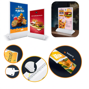 Draagbare A4 <span class=keywords><strong>A5</strong></span> dubbelzijdige oplaadbare LED tafellamp met gehard glas en ABS menu prijsdisplay voor binnenexposities - Product Image 1
