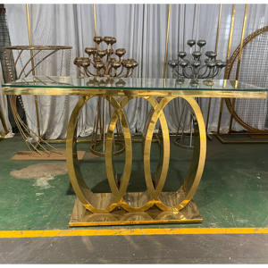 Suministros decorativos para bodas, muebles, mesa <span class=keywords><strong>de</strong></span> <span class=keywords><strong>pastel</strong></span> <span class=keywords><strong>de</strong></span> comedor <span class=keywords><strong>de</strong></span> acero inoxidable dorado, mesa nupcial para decoración <span class=keywords><strong>de</strong></span> escenario - Product Image 4