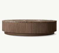 Precio de Fábrica Oferta Mesa de Centro Redonda de Madera y Piedra Estilo Americano Moderno para Sala de Estar