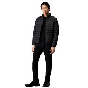 Veste matelassée en toile fine de haute qualité, gris sable, réversible, coupe-vent, imperméable, nylon, capuche à cordon détachable - Product Image 1