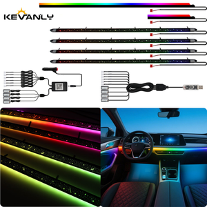 Luz Ambiental Interior para Auto Universal de 12V RGB, Control por Aplicación, Sincronización con Música, Tira LED, Kit de Decoración de Iluminación Ambiental - Product Image 1