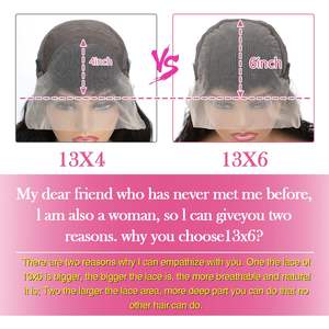 Pelucas de encaje frontal 13x6 de cabello humano virgen, pre-arrancadas, 200% de densidad, onda corporal, sin pegamento, frontal transparente, cabello de bebé, negro natural - Product Image 4