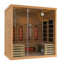 Sauna sec en bois de pruche canadienne pour 4 personnes, sauna infrarouge lointain intérieur