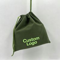 Großhandel: Luxuriöser Baumwoll-Canvas-Beutel in Armeegrün mit individuellem Logo, recycelbar, mit doppeltem Satinband, Geschenkverpackung für