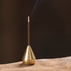 Soporte de incienso metálico con forma de gota de agua, quemador de incienso portátil de latón, regalo para el hogar, oficina o casa de té - Product Image 3