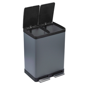 <span class=keywords><strong>Poubelle</strong></span> et bac de recyclage KSY <span class=keywords><strong>60L</strong></span> à double compartiment en acier inoxydable pour cuisine intérieure avec pédale – Vente en gros - Product Image 4