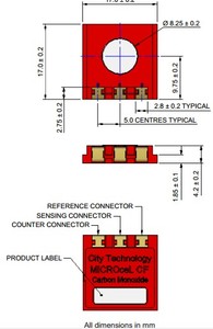 3-điện cực điện hóa Carbon Monoxide co cảm biến microcel CF - Product Image 3