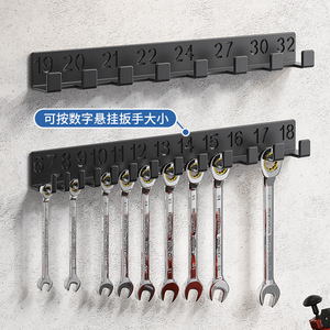 Wall Mounted Digital Wrench Rack Carbon Steel <b>Tool</b> Organizer With <b>Hooks</b> For Garage Storage 6-18mm Size Labeled - Product Image 2