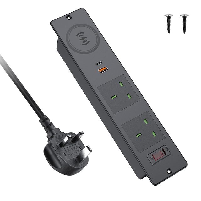 Factory UK Industrial Conference Tabletop Wireless Charging Socket USB Ports 2/3 Sockets Desktop Mount Recessed Power Strip
