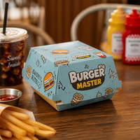 Boîte à burger à emporter avec couvercle à languette, en papier kraft recyclable, pour services de livraison de burgers, commandes en gros pour usines et commandes à emporter
