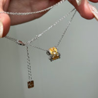 Collier pendentif élégant en argent sterling 925 de luxe haut de gamme pour femme, avec zircon et séparation de couleurs, idéal pour un cadeau, bijou ajouré