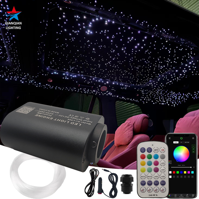 Small Size 0.75mm LED Fiber Optic Star Light Ceiling/Headliner Kit for Car & Home with RGBW Color Change and App Control