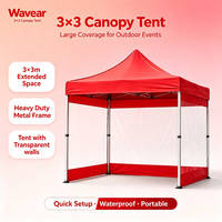 Tente de jardin pliable Wavear avec paroi latérale transparente, imperméable, structure en acier, triple couche, protection UV toutes saisons