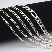 Chaînes cubaines épaisses en vrac multi-taille pour le choix S925 argent Sterling plat 3 + 1 chaîne Figaro avec coupe de diamant pour la fabrication de bijoux à bricoler soi-même