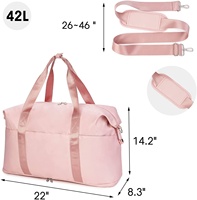 Sac de sport imperméable rose pour femme, idéal pour le week-end, la gym ou les voyages, sac de sport pour femme