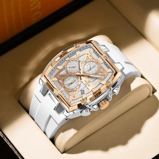Hot Sale REWARD RD832261M New Fashion Watch Men Square Alloy Quartz Waterproof Watches Calendar Rubber Band Male Wrist Watches