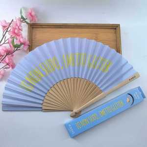23cm Classic White Linen Folding Hand Fan Painted Wooden Craft Decoration for Wedding or Halloween <b>Gift</b> Model Pattern - Product Image 2