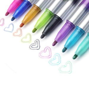 Offre Spéciale magique surbrillance paillettes marqueurs <span class=keywords><strong>auto</strong></span>-métalliques Double ligne contour stylos 8 couleurs contour marqueurs pour bricolage - Product Image 3