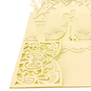 Winpsheng – carte d'invitation de mariage 3d personnalisée, découpée au laser à paillettes de luxe, pop-up fait à la main avec enveloppe populaire
