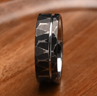 Anneaux masculins vintage en tungstène 8mm Anneaux en tungstène pour hommes Pierre noire ne se fanent jamais
