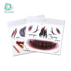 BM ชุดร้านค้าออนไลน์พร้อมรอยสักใบหน้าซอมบี้ปลอมริมฝีปากใหญ่ตกแต่งหน้ากากฮาโลวีนด้วยเลือดสติกเกอร์รอยสักชั่วคราว - Product Image 4