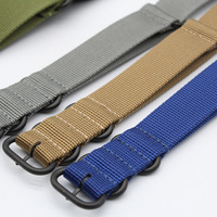 Bracelet de montre de remplacement balistique lourd avec logo personnalisé 3 anneaux 18mm 20mm 22mm 24mm Boucle noire sablée 4 anneaux Bracelet de montre en nylon