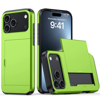 Étui de téléphone créatif avec fente pour carte coulissante pour iPhone 16 17 Pro Max Deux en un Anti-chute Portefeuille Housse de protection