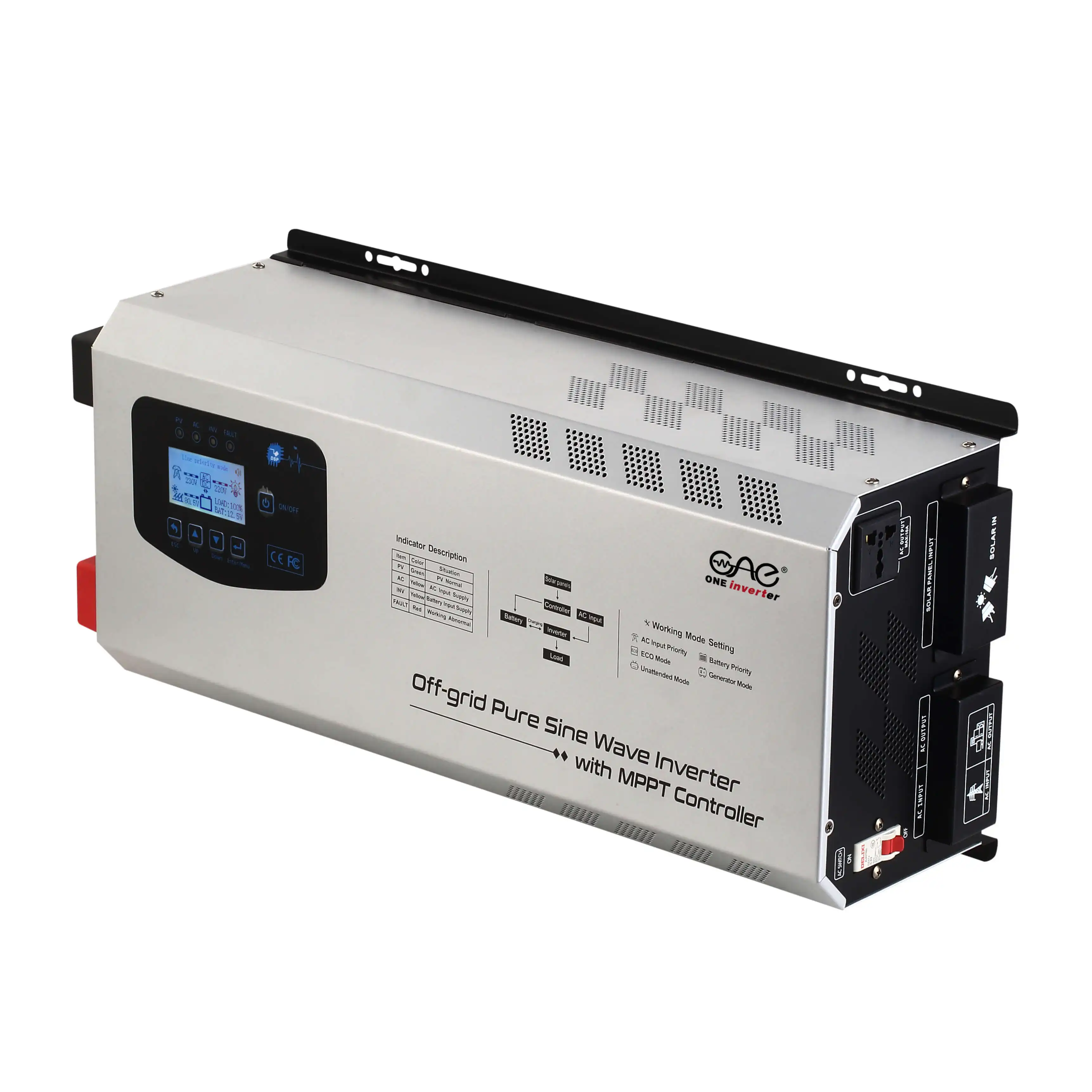 1kw 2kw 3kw 5kw 6kw low frequency pure sine wave solar inverter with mppt