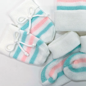 Cute 3pcs Knitted Essentials <b>Gift</b> Set for Newborns and New Parents Combo Present for Newborns - Product Image 4