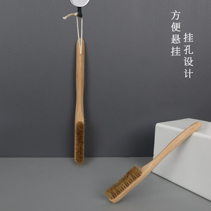 Solid Wood Long Handle <b>Shoe</b> <b>Brush</b> Pig Hair Bristle Hanging Design For Cleaning And Dust Removal - Product Image 1