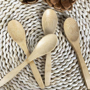 Ensemble de couverts de table jetables créatifs en bambou, comprenant une mini-cuillère longue en bois moderne à deux pièces, pour la cuisine, le bureau et les voyages, fabriqué en Chine - Product Image 1