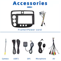 Pemutar Radio mobil Android layar sentuh 9 inci, pemutar Radio mobil mendukung nirkabel, Wifi, BT, FM, GPS, Radio mobil, Android, untuk Honda Civic 2001-2005