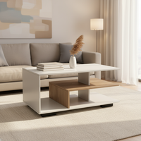 Table basse en bois moderne et durable à 3 niveaux, couleur claire, avec rangement pour le salon