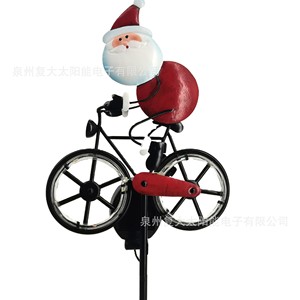 Solar Powered Christmas Snowman <b>Bicycle</b> <b>Light</b> Iron Outdoor Waterproof Multicolor LED Garden Decoration - Product Image 3