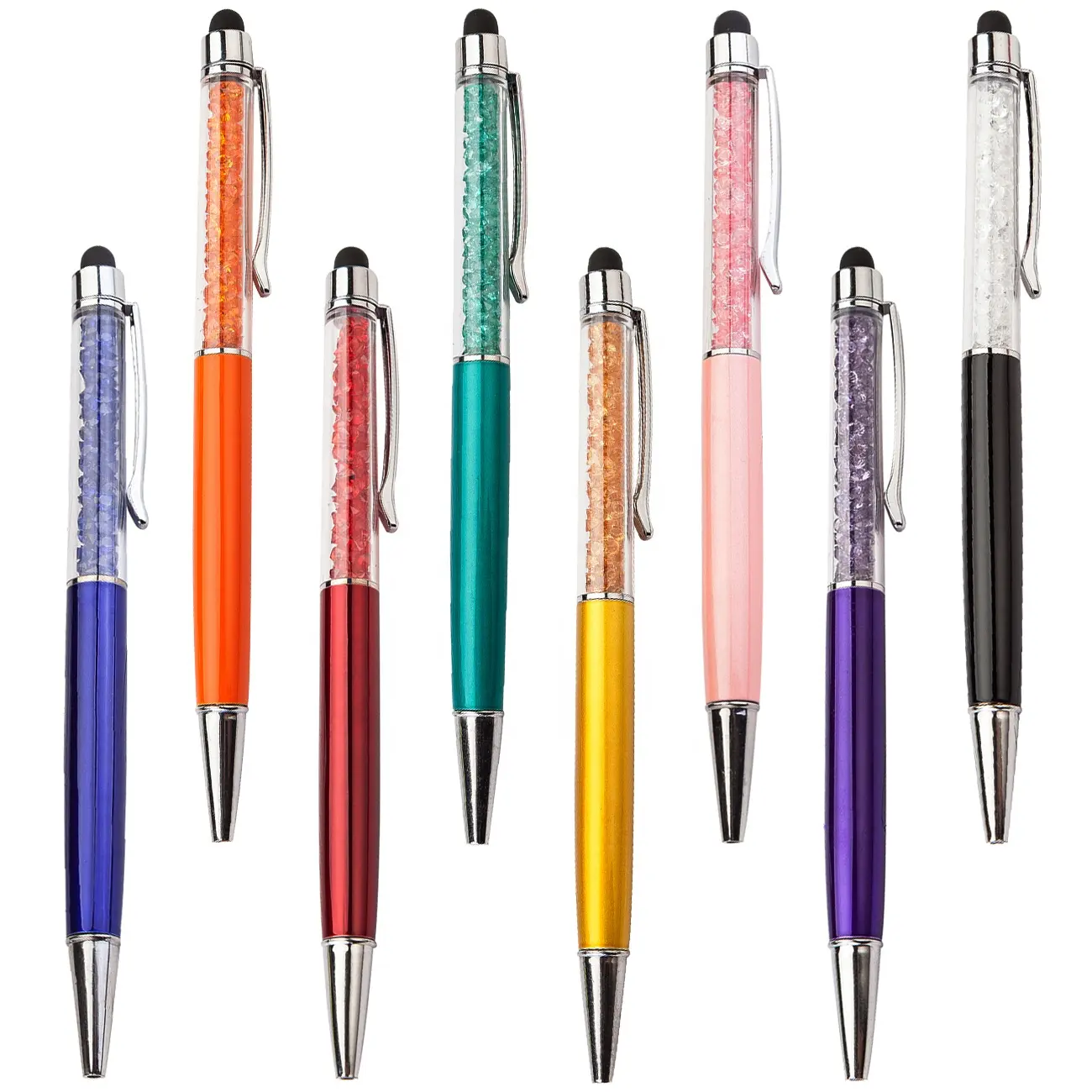 Promotional Cheap Custom Logo Multi Color Crystal Metal Ballpoint Pen Touch Pen Wedding Gift Stylus Pen With Crystal