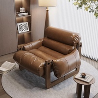 Fauteuil lounge en PU de luxe italien, design moderne minimaliste, simple et confortable, pour salon et salle à manger