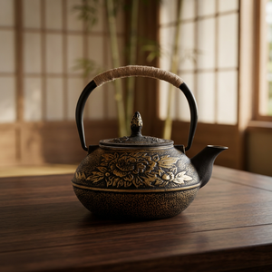 Tetera Oriental de Metal con Tapa y Asa, Diseño Floral, Olla para Agua - Product Image 3