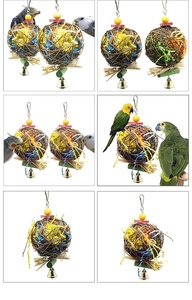 Juguetes de aves colgantes, juguetes de ratán coloridos, accesorios para morder - Product Image 5