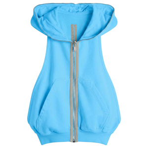 Gilet sans manches à capuche blanc pour femme, veste décontractée en tricot - Product Image 3