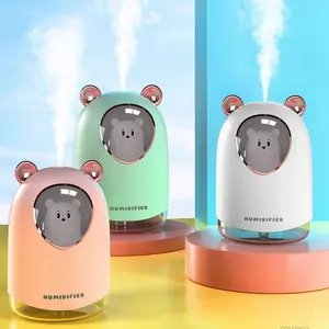 300ML मिनी अल्ट्रासोनिक Humidifier आवश्यक तेल विसारक नेतृत्व में प्रकाश यूएसबी धुंध निर्माता कार भालू परिवेश के लिए ईेशनर घर कार