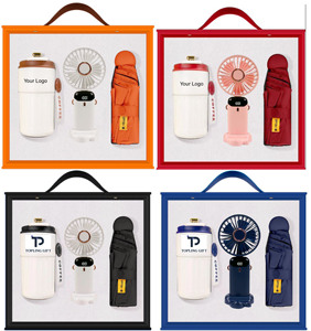 Set de Regalo Personalizable con Mini Ventilador para Eventos de Apertura de Empresas, Recuerdos Empresariales Personalizados, Regalos para Empleados, Set de Taza y Paraguas - Product Image 3