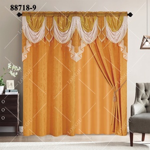 Tende Jacquard di lusso tessuti per il soggiorno tende a doppio strato con mantovane e delicati ciondoli con nappine - Product Image 4