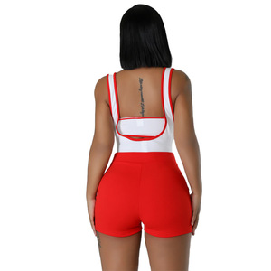 Mode barboteuse ensemble gilet et salopette courte <span class=keywords><strong>bouton</strong></span> détail décontracté <span class=keywords><strong>combishort</strong></span> ensembles femmes - Product Image 5