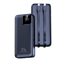 Batterie externe ultra-fine 10000/20000mAh 22.5W PD à charge rapide avec écran LED, câbles intégrés et prise, chargeur portable porte-clés, cadeau